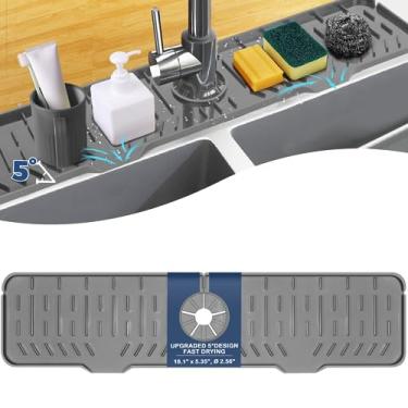 Imagem de BFONS Torneira Da Pia Da Cozinha Protetor Contra Respingos Xxl Torneira Da Pia de Silicone Esteira de Secagem Torneira Alça Bandeja Coletora de Gotejamento, Suporte para Esponja de Prato Protetor de A