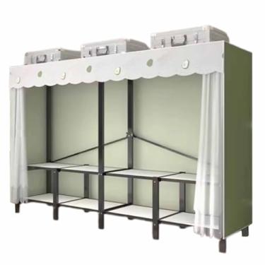 Imagem de Guarda-roupa Armário de cortina de malha, armário dobrável, sem instalação, minimalista, guarda-roupa grande de pano oxford para sala de aluguel armário