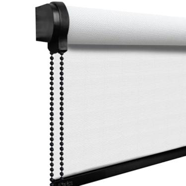 Imagem de Cortina Persiana Rolô Tela Solar 3% (SEM BANDÔ) 1,70(lar) X 1,40(alt) (Branco - Acabamento Preto)