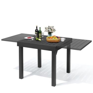 Imagem de PATIOHIT Mesa de jantar moderna de alumínio para ambientes externos, 80 cm a 160 cm, mesa de jantar expansível para 6 pessoas, mesa de pátio de alumínio extensível para quintal, varanda, deck e jardim
