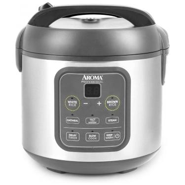 Imagem de Panela de Arroz Elétrica até 8 xícaras não Cozidas com Painel de Controle, 110V 450W, Aroma Housewares 994SG, Cinza
