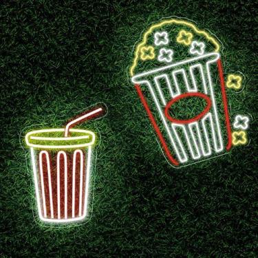 Imagem de Kit Painel Neon Led Refrigerante + Pipoca Decoração Filmes - OntheLigh