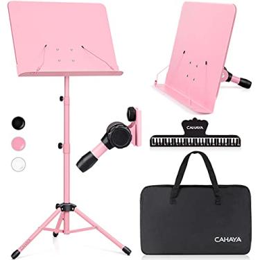 Imagem de CAHAYA Suporte de partitura e suporte de música de mesa sólido com bolsa de transporte para livros, notas, laptop, tablet, rosa CY0194