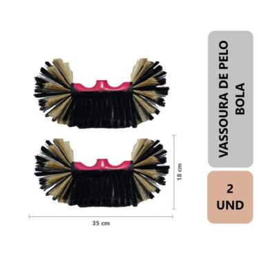 Imagem de 2 Unidades Vassoura De Pelo bola Sintético 35cm Multiuso Limpeza Inter