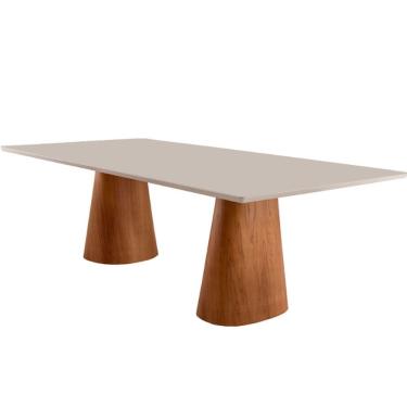 Imagem de Mesa para Sala de Jantar Noronha 220cm Madeira com Vidro Moderna Mobília