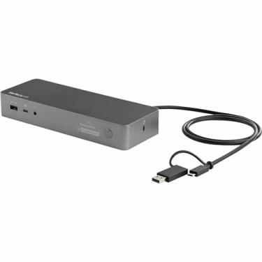 Imagem de Estação de ancoragem universal para laptop StarTech.com USB-C e USB-A com fornecimento de energia de 100 W - Monitor duplo 4K 60Hz HDMI e DisplayPort - 4X USB 3.1 Geração 1 Hub, GbE - Windows e Mac (DK30C2DPEP)