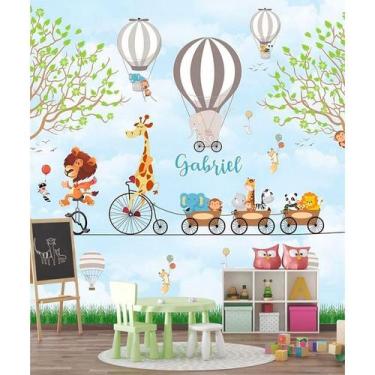 Imagem de Papel de Parede Infantil Animais e Bicicletas AL 22 - AloPapers, 1,50m