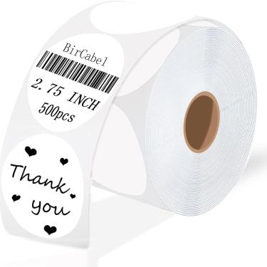 Imagem de Etiquetas adesivas térmicas BricAbel de 2,75 polegadas White Circle 500/rolo