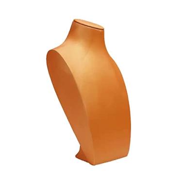 Imagem de Porta-joias laranja para exibição de joias colar corrente suporte de exibição de busto de joias, colares de exibição de colar manequim, colar busto de joias suporte de busto de joias rack de exibição