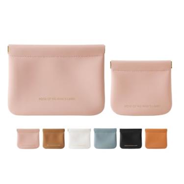 Imagem de NICLNGSH 2 Pequenas Bolsas de Cosméticos para Bolsa, Organossilício Super Fibra de Couro Mini Bolsa de Maquiagem para Mulheres, Fecho de Pressão Bolsa de Maquiagem para Batom, Joias Troca de Chave,