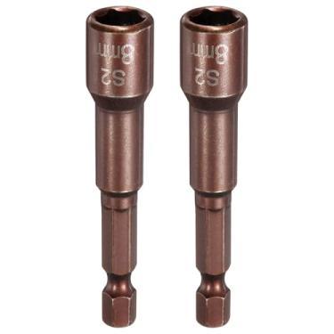 Imagem de HARFINGTON 2 peças de chave de porca magnética de 8 mm, soquete sextavado de 6,5 cm de comprimento, brocas de parafuso elétrico, ferramentas com haste sextavada de troca rápida de 1/10.2 cm para