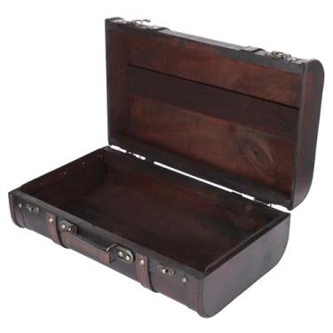 Imagem de Caso de Madeira Antiga Retro São Vintage Baú de Armazenamento Decorativo Com Alça Robusta e Trava de Fivela, Pirate Kestsakes Box for Photography Props Decor Home Decor
