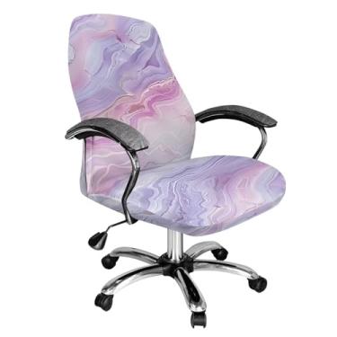 Imagem de Fiqyvagox Capa de cadeira elástica rosa violeta com estampa de mármore para cadeiras de escritório, respirável, fácil de instalar, capa universal multifuncional para cadeira de mesa, G