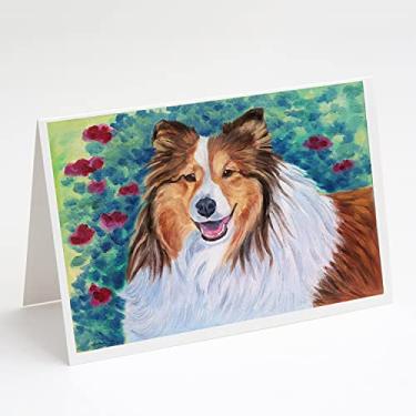 Imagem de Caroline's Treasures 7424GCA7P Cartões comemorativos e envelopes Sheltie Pacote com 8, 7 x 5, multicolorido