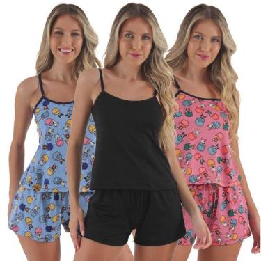 Imagem de Kit 3 Baby Doll Saint Tropez Liso - Click a Mais Bonita , GG, Preto, D