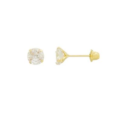 Imagem de Brinco Cálice Zircônia 6mm Ouro 18k 750 - DR Joias