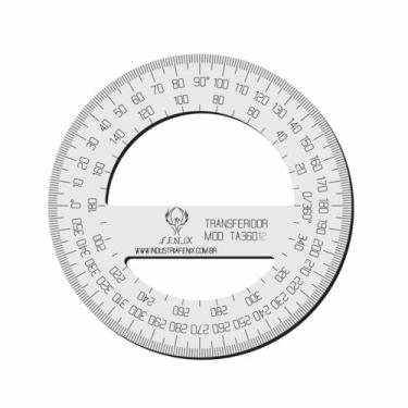 Imagem de Transferidor Acrílico 360 12 Cm Transp Desenho Técnico Fenix
