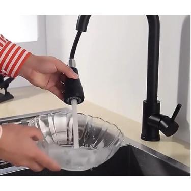 Imagem de Torneira cozinha gourmet curva extensivel - preta - mg41 - MG METAIS