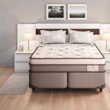 Imagem de Cama Box Queen Size Ortobom New Magestic com Molas Ensacadas 68x158x198 cm - Marrom/Cinza