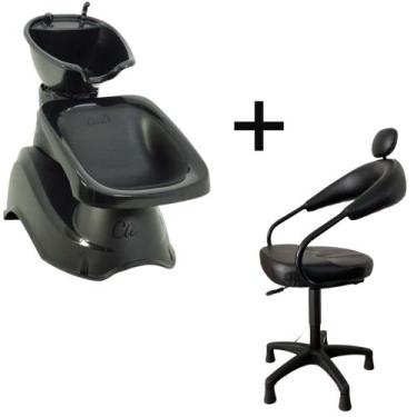 Imagem de Kit Lavatório Cabelo Grande Salão+ Cadeira Salão Cabelereira - HENVIFE