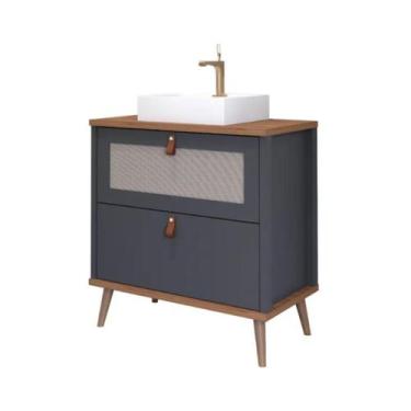 Imagem de Armário Gabinete P/ Banheiro Titanium E Freijó Vêneto 60cm - Mgm Móvei