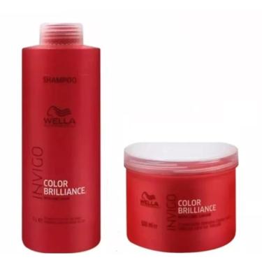 Imagem de Kit Wella Brilliance Invigo Shampoo 1L + Máscara 500g