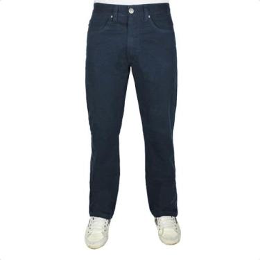 Imagem de Calça Sarja Masculina Tradicional - R7, 40, Azul marinho