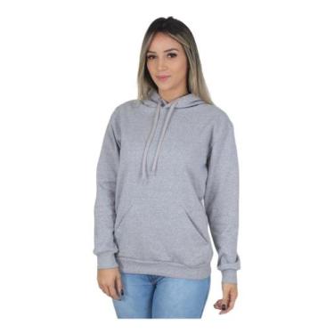 Imagem de Moletom Liso Feminino Blusa De Frio Canguru - Hs, Cinza, P