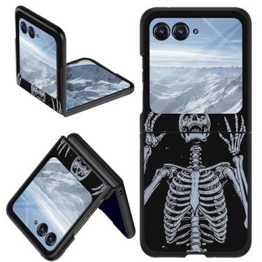 Imagem de DHYYDSQZ Capa para Motorola Moto Razr Plus 2024 para Moto Razr 50 Ultra, design de caveira de esqueleto humano, fina, rígida, antiarranhões, à prova de choque, capa protetora para Moto Razr+ Plus 2024