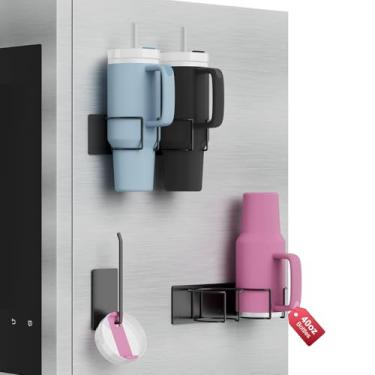 Imagem de Suporte magnético Stanley para geladeira, organizador de garrafa de água para Stanley 1,134 g com organizador de tampa de copo, organizadores de despensa de cozinha e armazenamento para acessórios de