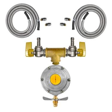 Imagem de Kit Válvula Duas Saídas Gás Instalação Fogão Forno 2m e 5m - Renogás