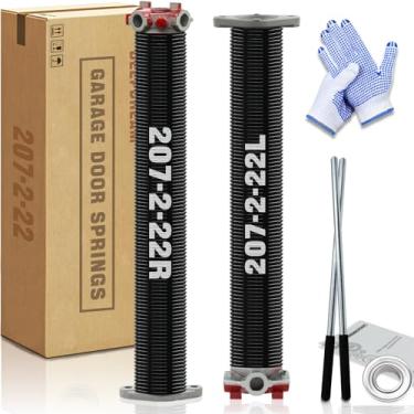 Imagem de Par de 5 cm Pro-Grade Conjunto de Mola para Porta de Garagem - 16.000+ Ciclos Resistentes 0,207 "X2" x 22" Molas Antiderrapantes e Luvas de Segurança Incluídas