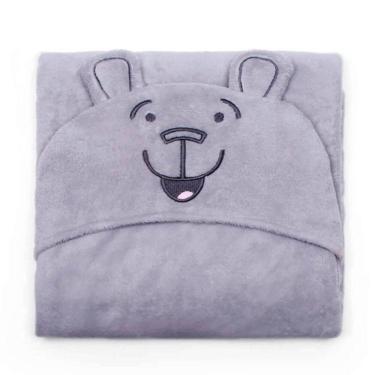 Imagem de Manta Com Capuz Buettner Microfibra Infantil Teddy 90cmx90cm Cinza Claro