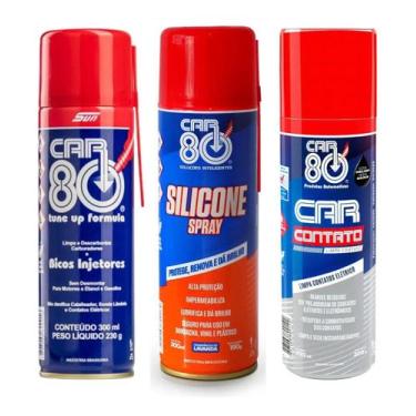 Imagem de Kit Car80 Descarbonizante Limpa Contato Silicone Spray