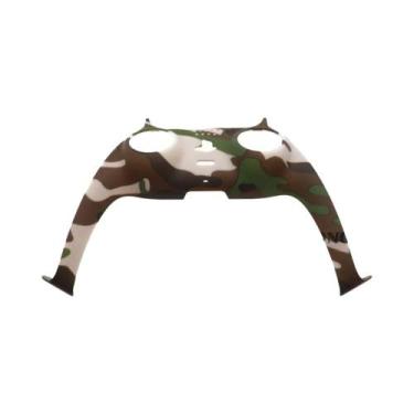 Imagem de Carcaça Frontal para Controle PS5 - Capa de Couro com Tira Decorativa,