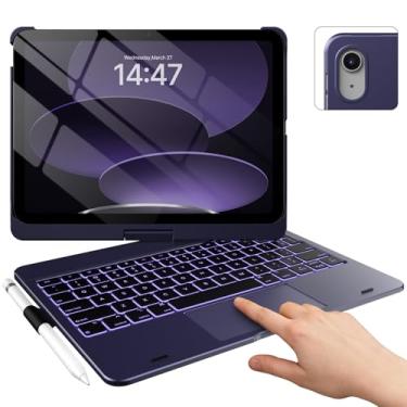 Imagem de typecase Capa Touch iPad 10ª geração com teclado (10,9 polegadas, 2022), trackpad multitoque, luz de fundo de 10 cores, rotação de 360°, fina e leve para Apple iPad 10ª geração 10,9 (ametista