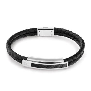Imagem de Tommy Hilfiger Pulseira de couro masculina, standard, Aço inoxidável, Sem Pedra Preciosa
