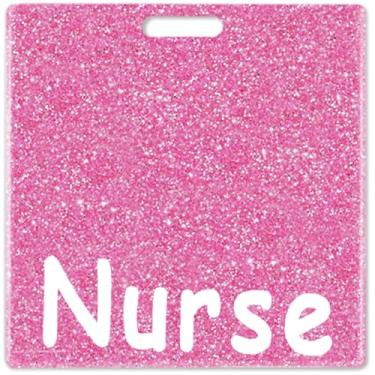 Imagem de Abamilaka Carretel de crachá de enfermeira rosa, porta-crachá horizontal, presente de enfermeira, glitter, acrílico, colega de trabalho, acessórios de enfermagem, etiquetas de identificação, cartão de