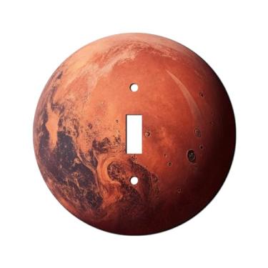 Imagem de Off The Wall Plates - Placa de parede decorativa clássica com interruptor de luz única para sistema solar planeta de Marte
