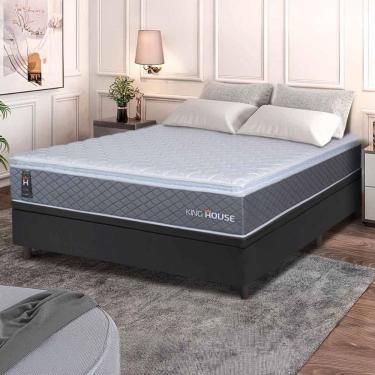 Imagem de Conjunto Box Baú Preto Argel Cinza Espuma D33 Casal 138x188x74 - King House