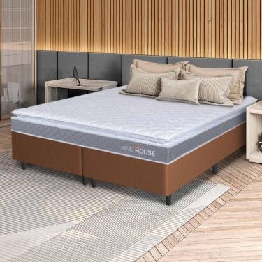 Imagem de Conjunto Box Marrom Durban Cinza Espuma D28 King 193x203x57 - King House