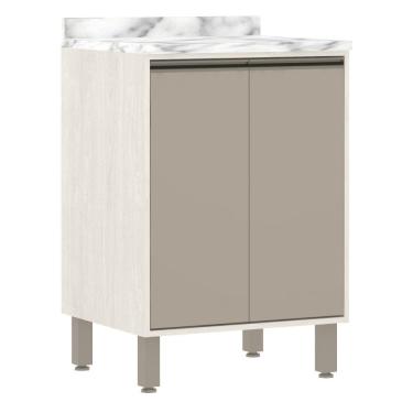 Imagem de Balcão De Cozinha Com Tampo 60 Cm 2 Portas Linea Luciane Pátina Ff-mocca Laca