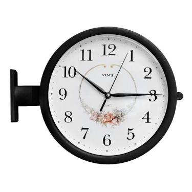 Imagem de Relógio Dupla Face De Parede Estação Preto Floreal