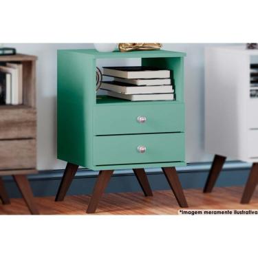 Imagem de Mesa Lateral P/ Sala Rt3103 C/ 2 Gavetas Oliva - Movelbento