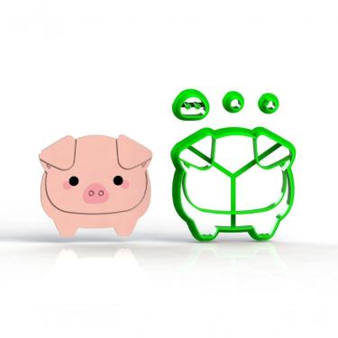 Imagem de Cortador Fazendinha - Porco Porquinho Corpo Cute Modular Mod 3 Tamanho 5 Cm