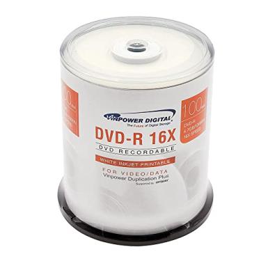 Imagem de Vinpower Digital Dvd-R 4,7 Gb 16X Branco Imprimível A Jato De Tinta Mídia Gravável - Eixo Para Caixa Bolo Com 100 Discos