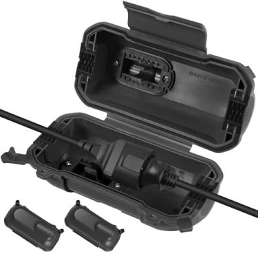 Imagem de Sounir [Pacote Com 4] Capas Para Cabos De Extensão Externos, Caixa À Prova D'Água E Segurança, Capa Plugue, Divisórias Ajustáveis, Tomada Proteção, Luzes Natal Conexão Ferramentas Elétricas, Preto