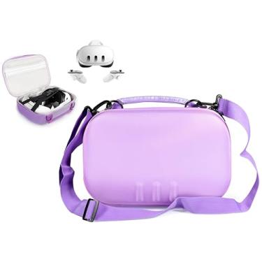 Imagem de GETGEAR Capa Para Fone De Ouvido Realidade Virtual Compatível Com Meta Quest 3/3S, Organizador Viagem Portátil E Alça Ombro Controles, Também Serve 2 Dispositivos, Oculus 3, Vision Pro (Roxo)