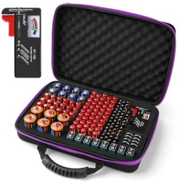 Imagem de Arkeiliy Organizador De Baterias, Estojo Armazenamento Com Testador Bt-168, Caixa Suporte À Prova D'Água, 145+ Pilhas Aa Aaa Cd 9V (Pilhas Não Incluídas)