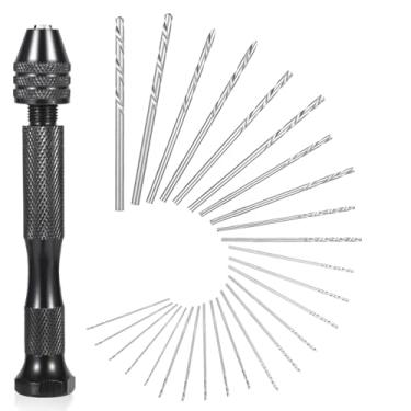 Imagem de Conjunto de microbrocas, joias manuais de torno de pino com micro brocas (0,5 mm-2,5 mm), broca rotativa para fabricação de joias, resina, madeira, plástico, miniatura, contas, argila